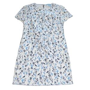 DRAPER JAMES BIRD & FLORAL PRINT DENIM SHIFT DRESS WITH FRAYED HEM sz 10